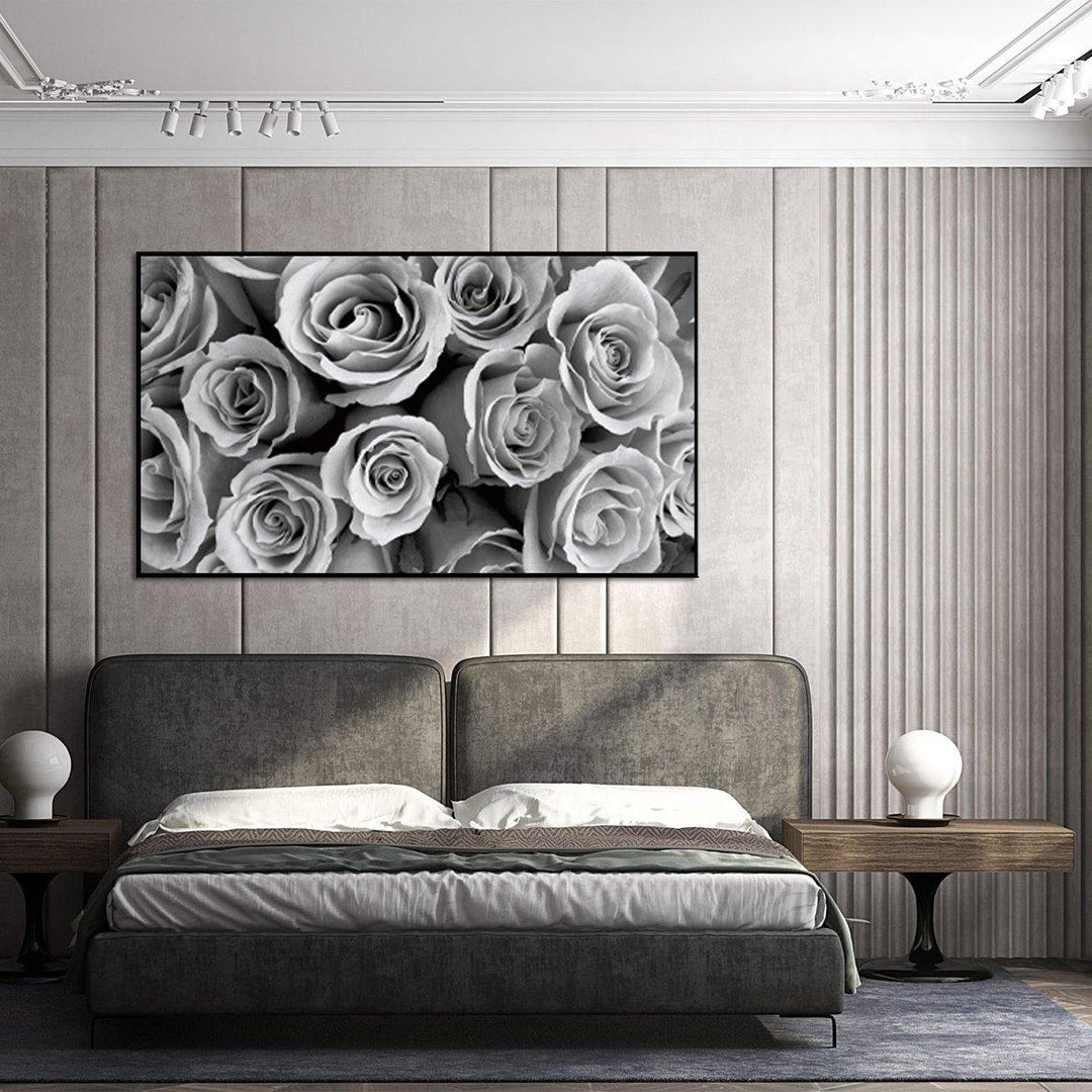 1 Piece Canvas Print Paintings Grey Rose Wall Decorative Print Art Pictures Wall Hanging Decorations for Home Office No Frame