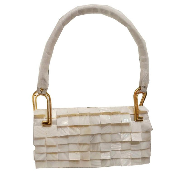 Ladies Fashion Natural Fritillary Shell Square Bag