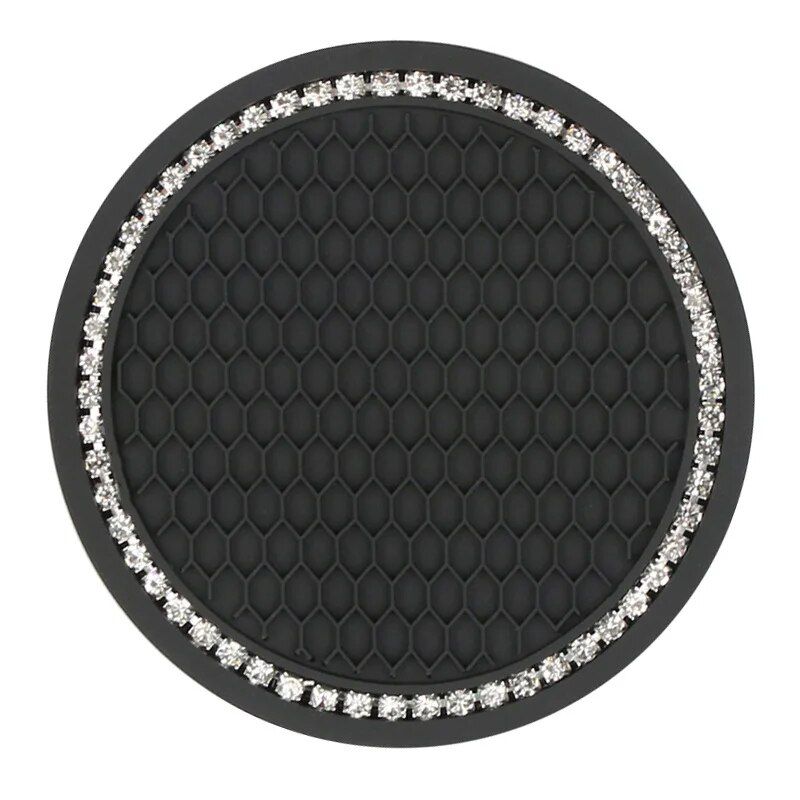 Diamond-Encrusted Car Cup Holder Mat: Non-Slip & Heat Resistant