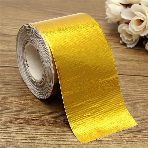 9mx5cm Adhesive Reflective Gold High Temperature Heat Shield Wrap Tape Roll