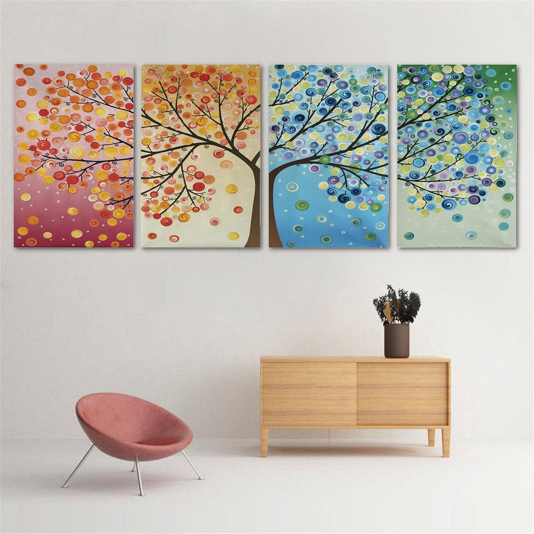 4pcs Canvas Wall Art Painting 40*60cm Hanging Pictures Season Trees Living Hall Decoration Supplies no Frame