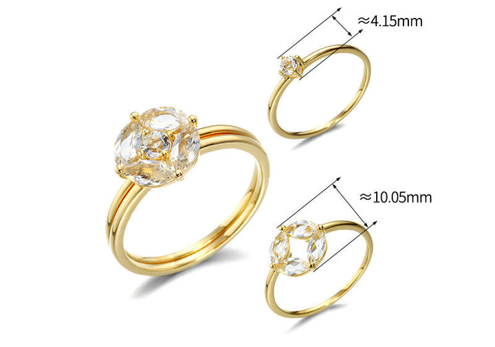 Women's Sterling Silver Gold-plated Topaz Set Ring