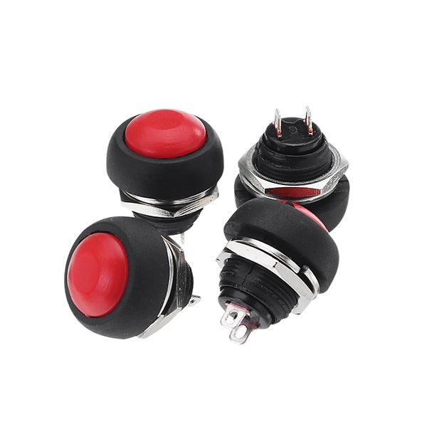 4Pcs Waterproof Button Switch Momentary Off/On Push Button Switch Red 12mm - MRSLM