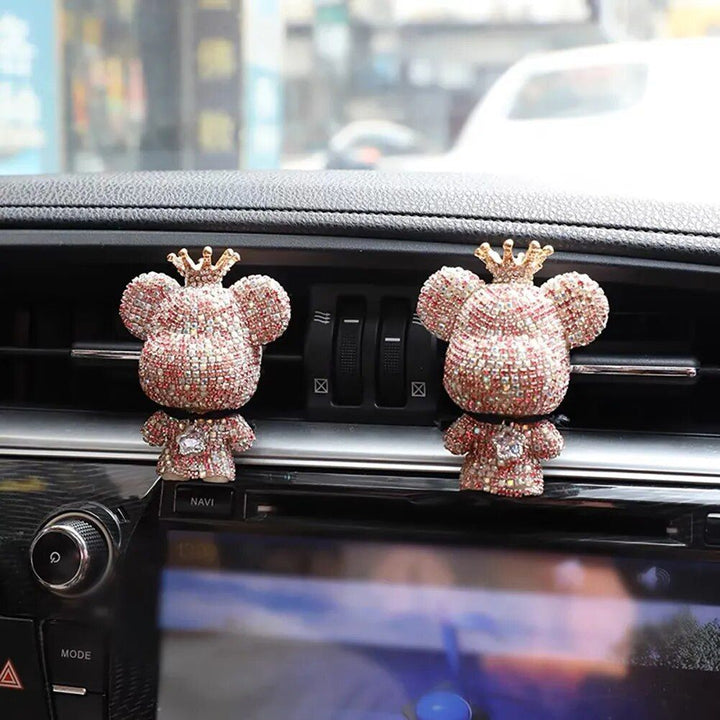 Cute Bear Car Air Vent Perfume Clip with Dazzling Rhinestone