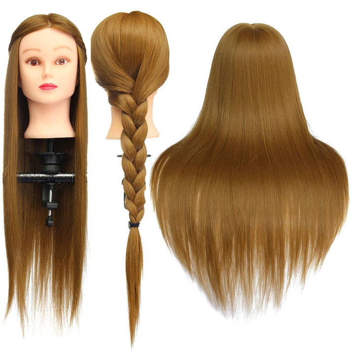 26" Light Brown 30% Human Hair Training Mannequin Head Model Hairdressing Makeup Practice with Clamp