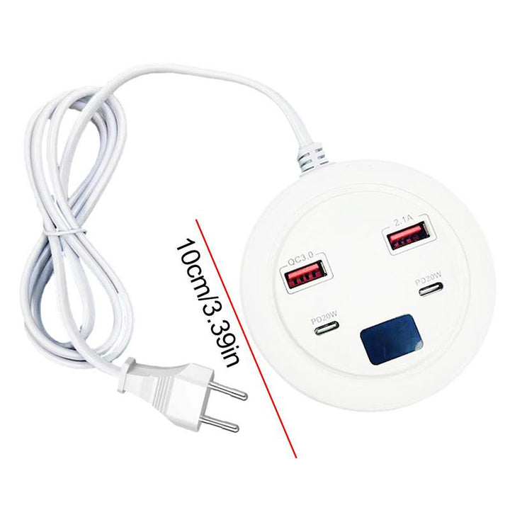 Universal Travel Power Strip with Dual USB-C and USB-A Ports