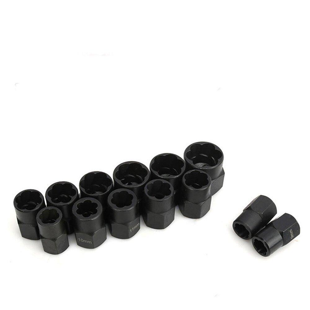 14pcs Impact Damaged Bolt Nut Remover Extractor Socket Tool Set with Socket Nut Adapter Bolt Nut Screw Removal Socket Wrench