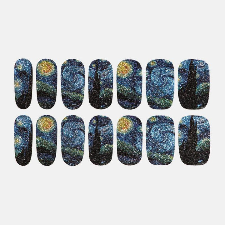 14pcs Star Painted Glitter Nail Stickers