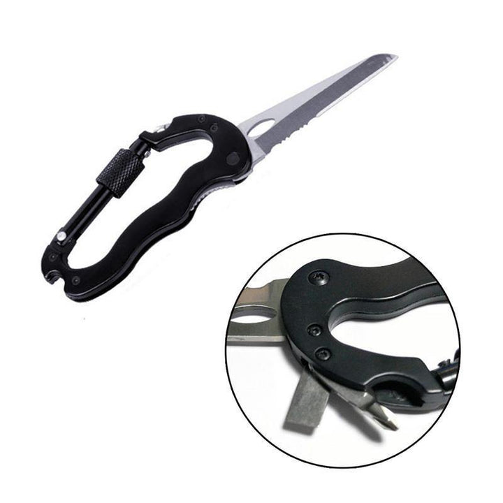 Multifunctional Camping Cutter Hanging Buckle 6 In 1 Tool Quick Release Buckle Buckle Folding Cutter - MRSLM