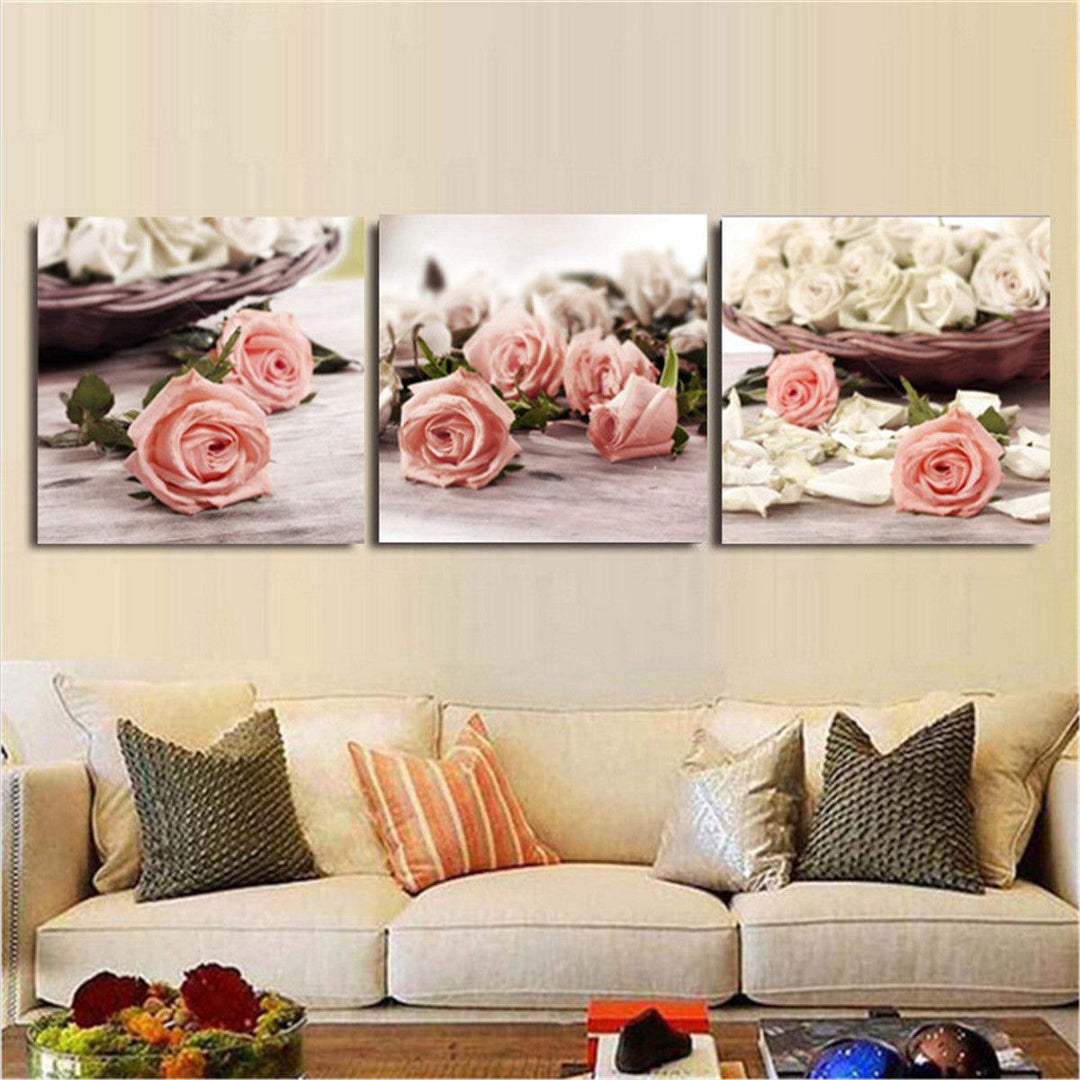 3Pcs Flowers Canvas Print Paintings Wall Decorative Print Art Pictures Frameless Wall Hanging Decorations for Home Office