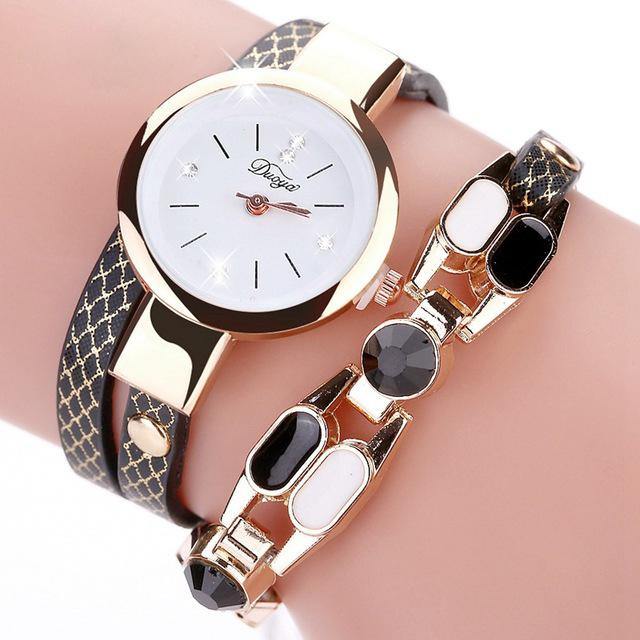 DUOYA DY106 Fashionable Women Bracelet Watch Vintage Leather Strap Quartz Watch