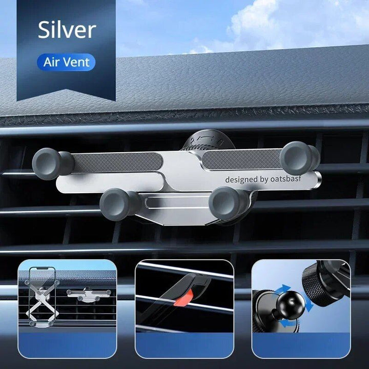 360¬∞ Rotating Alloy Car Phone Mount - Universal Air Vent & Dashboard Gravity Phone Holder