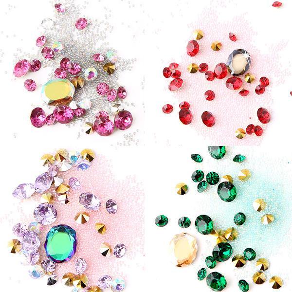 1 Bottle Diamonds Nails Sticker Colorful Beads Crystal Nail Art Decorations