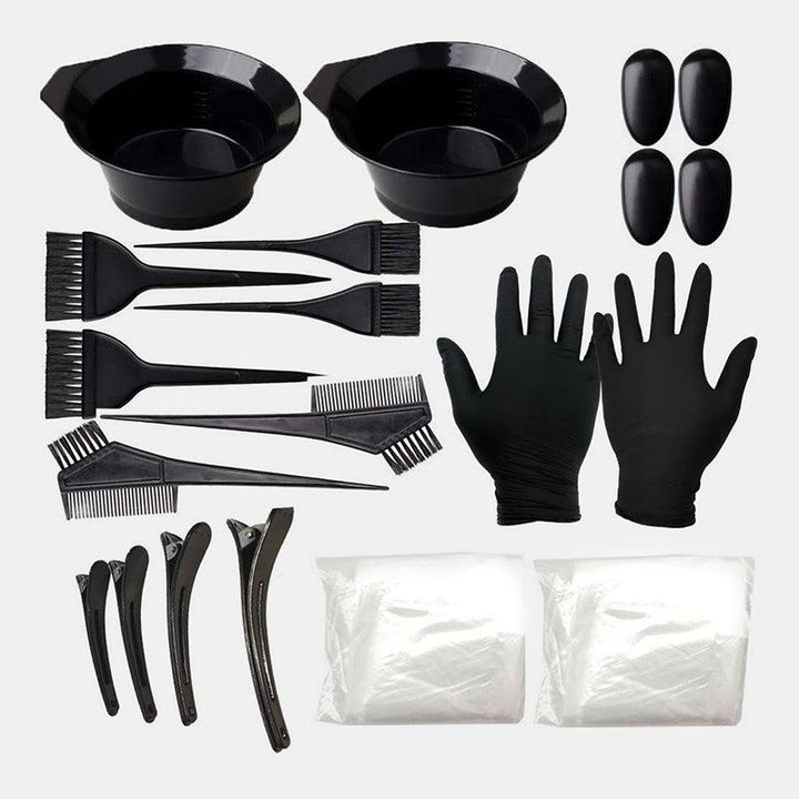 22 Pcs Hair Coloring Tool Set Comb Brush Disposable Shower Cap Latex Gloves Hairdressing Tools (#01)