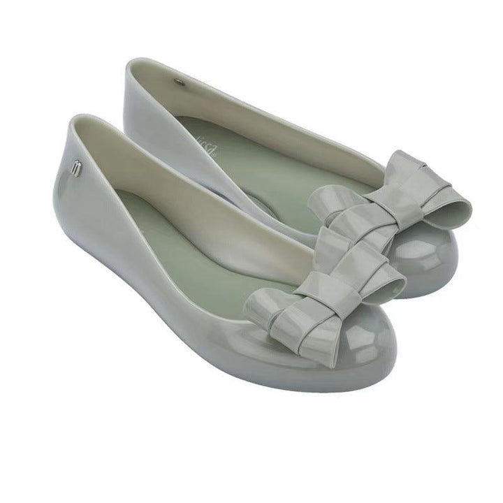 Colorblock Flat Shoes With Shallow Bow