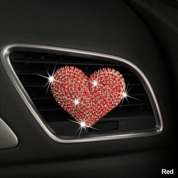 Luxurious Heart-Shaped Diamond Car Perfume Clip