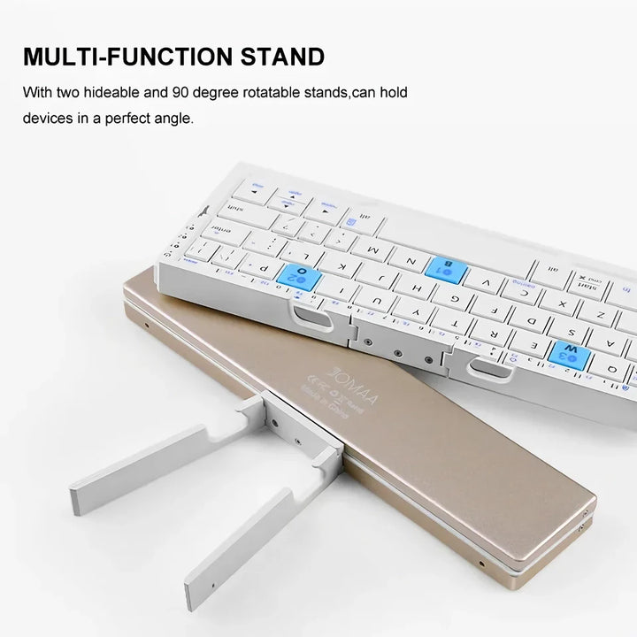 Ultra-Compact Foldable Bluetooth Keyboard with Built-in Stand for Tablets and Smartphones