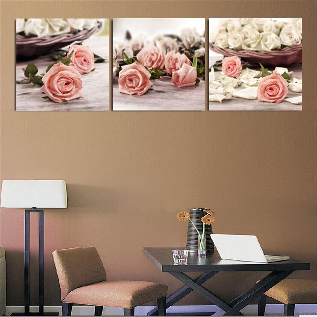 3Pcs Flowers Canvas Print Paintings Wall Decorative Print Art Pictures Frameless Wall Hanging Decorations for Home Office