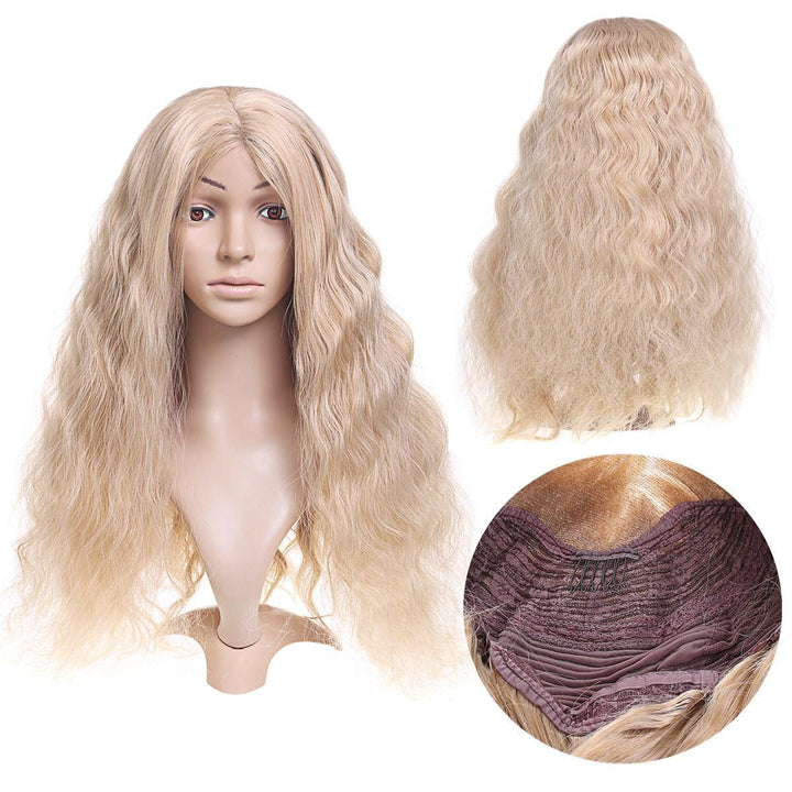 14-26'' Long Blonde Wavy Wig Synthetic Lace Front Wig Heat Resistant Fiber Hair