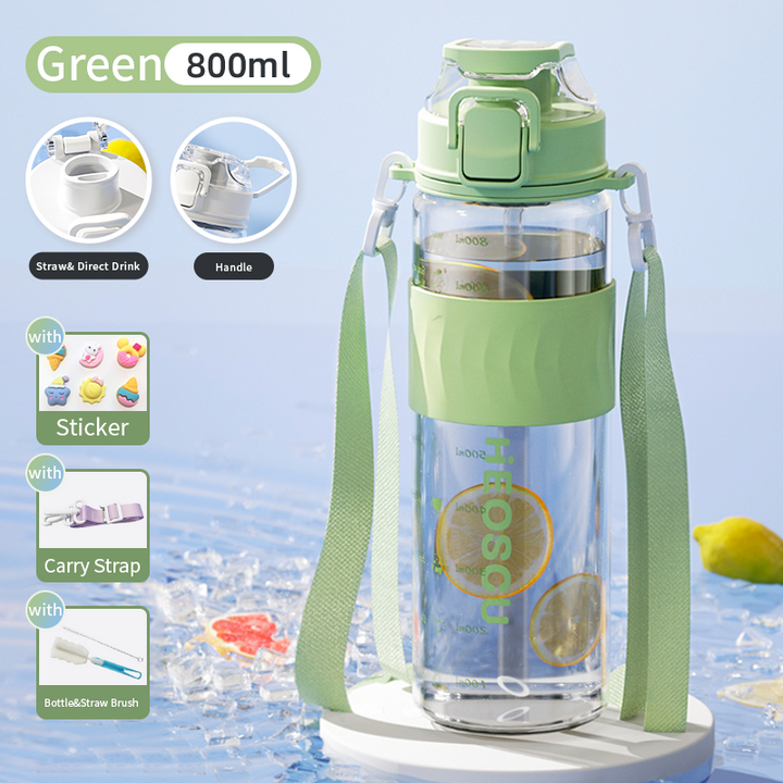 Insulated Glass Water Bottle with Tea Filter & Dual Drinking Modes