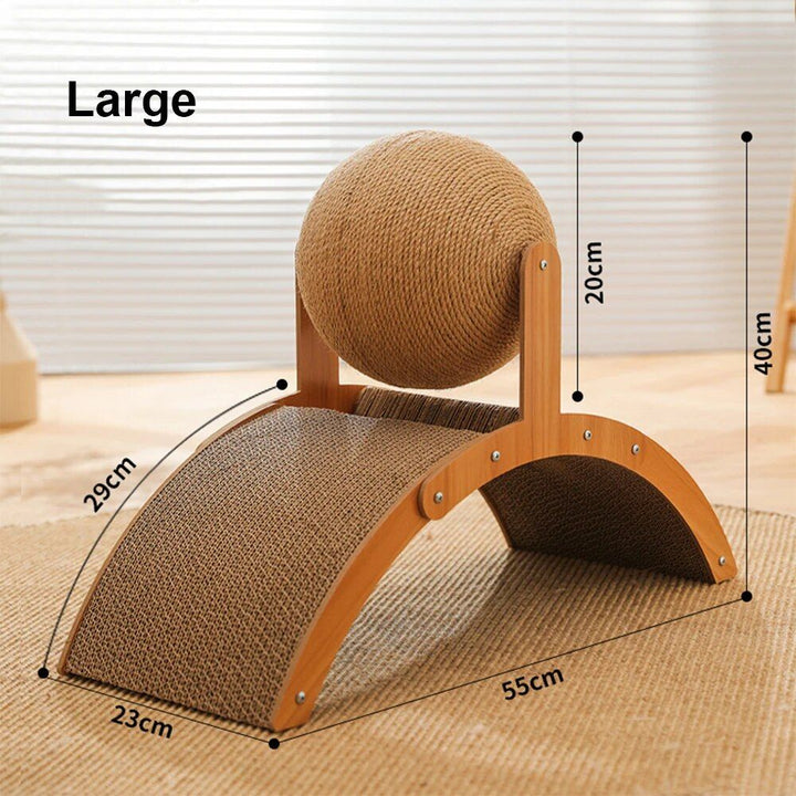 Deluxe Wooden Cat Scratcher with Sisal Ball