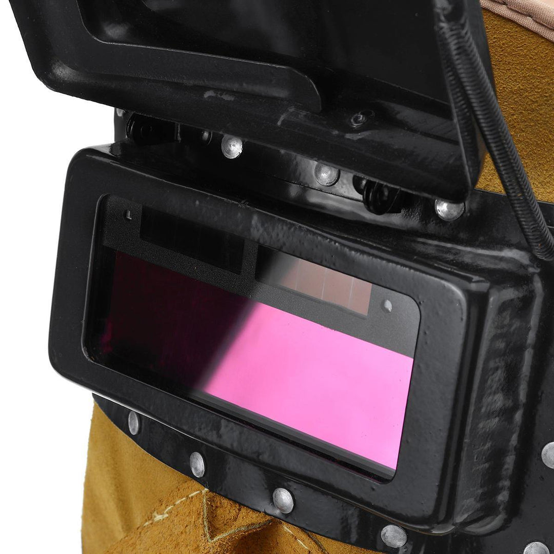 Solar Auto Darkening Filter Lens Welder Leather Welding Helmet Full Mask Hood