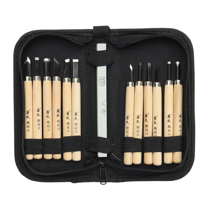 12Pcs Wood Carving Hand Chisel Tool Set Wood Working Professional Gouges + Case