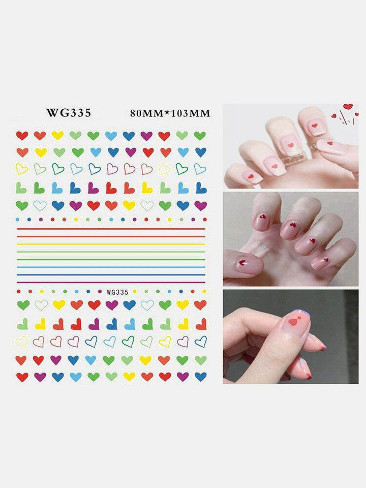 3D Nail Art Stickers Heart Colorful Red Lip Nail Transfer Decals Valentine's Day Tips - MRSLM