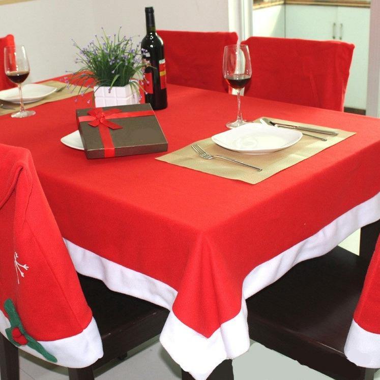 130x180cm Red Chirstmas Non-woven Fabric Table Cloth Christmas Home Party Decor