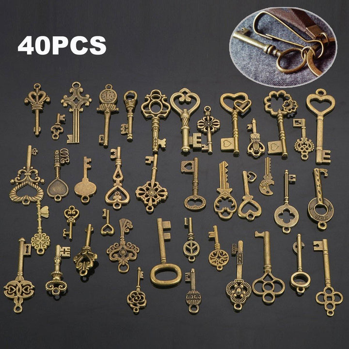 40Pcs Antique Vtg Old Look Ornate Skeleton Keys Lot Pendant Fancy Heart