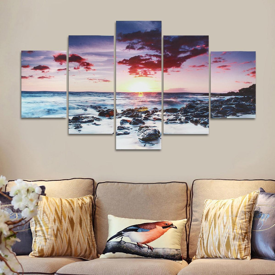 5 Piece Wall Art Canvas Sunset Sea Wall Art Picture Canvas Painting Home Decor Wall Pictures for Living Room No Framed