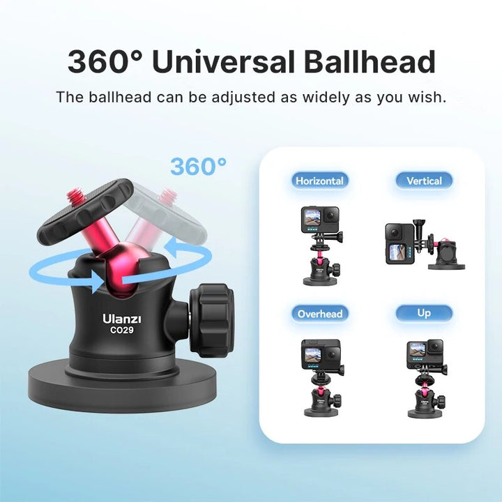 Magnetic Tripod Ball Head with Cloud Terrace Base for Action Cameras and Smartphones