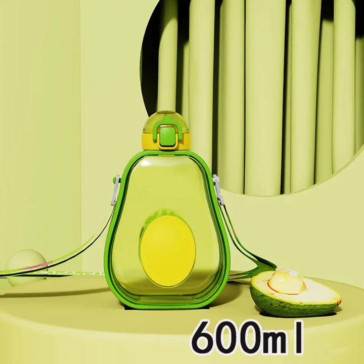 600ml Avocado Kids Water Bottle with Straw