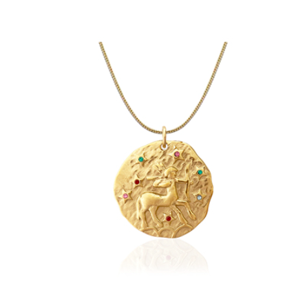 Twelve Constellations Gold Coin Pearl Necklace