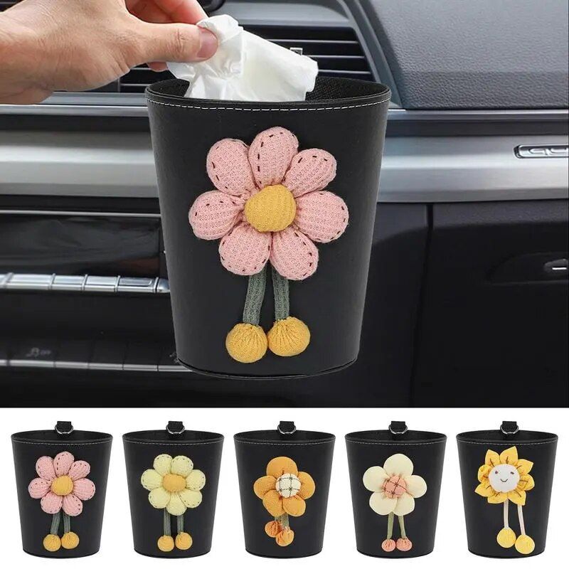 Luxury Leather Car Trash Can ‚Äì Portable Garbage Bin for Auto Interiors