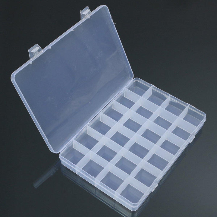 24 Grids Clear Plastic Adjustable Jewelry Storage Container DIY Crafts Organizer Dividers Box