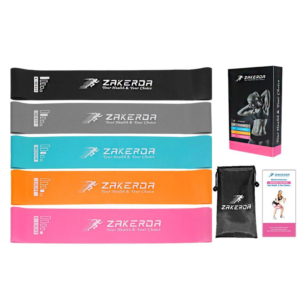 5 Pcs Natural Latex Resistance Band Set Fitness Training Tension Ring Yoga Elastic Resistance Loop (5pcs)