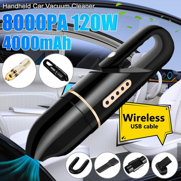 120W Cordless Handheld Vacuum Cleaner 8000Pa Powerful Suction Wet&Dry Lightweight for Home Car