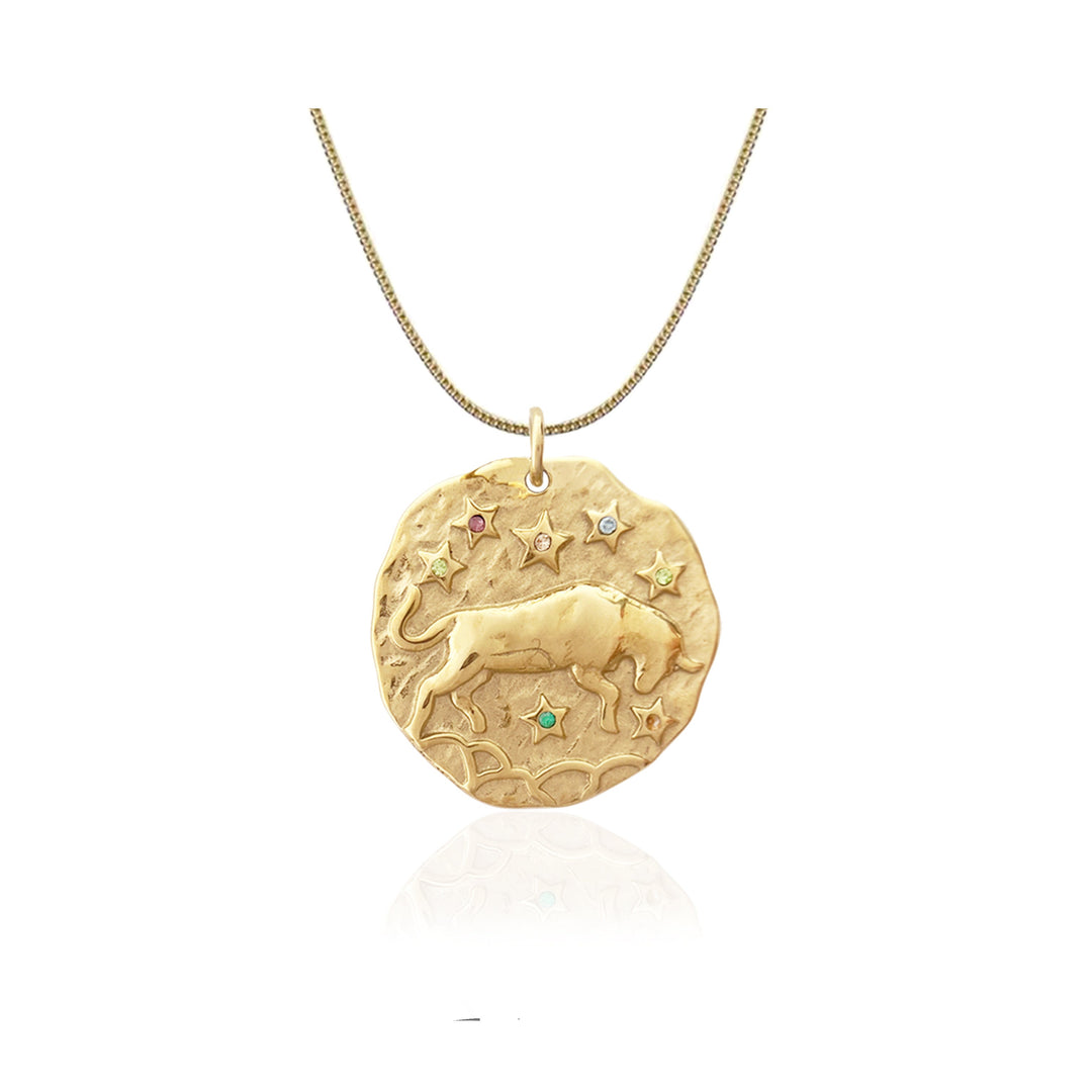 Twelve Constellations Gold Coin Pearl Necklace