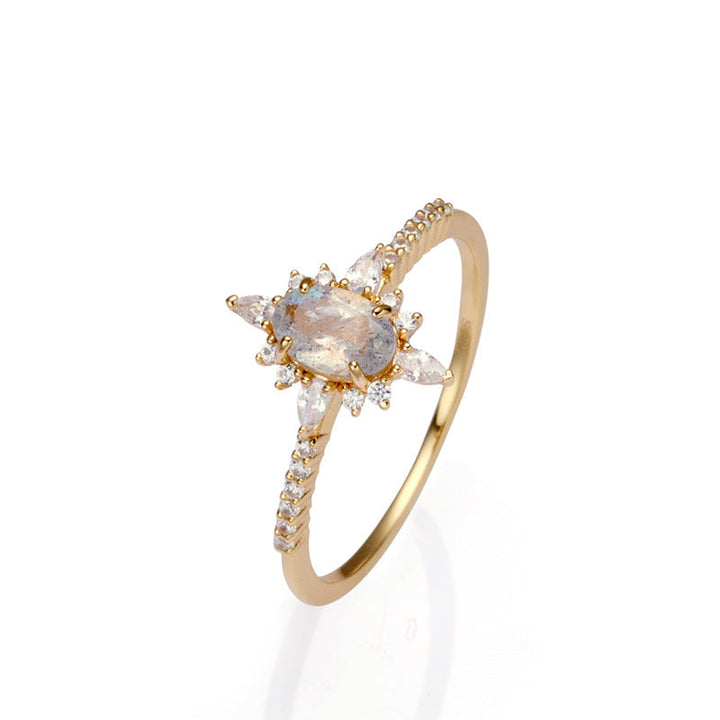 Elongated Stone White Zirconia Star Ring