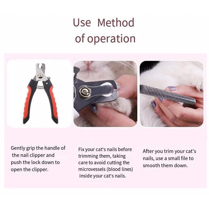 Professional Pet Nail Clippers - Ergonomic Stainless Steel Grooming Tool for Dogs and Cats