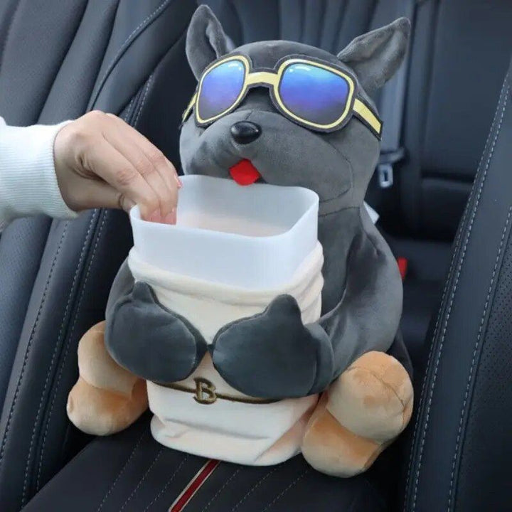 Cute Cartoon 2-in-1 Car Tissue & Trash Holder - Multi-functional Armrest Storage Accessory