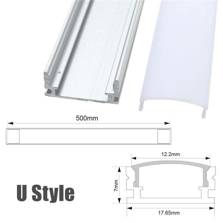 1X 5X 10X LUSTREON 50CM Aluminum Channel Holder For LED Strip Light Bar Under Cabinet Lamp - MRSLM