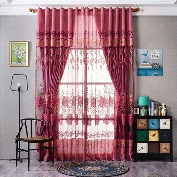 2Pcs 250cmx100cm Luxurious Jacquard Voile Door Curtain Window Room Curtains Home Fashion Decor