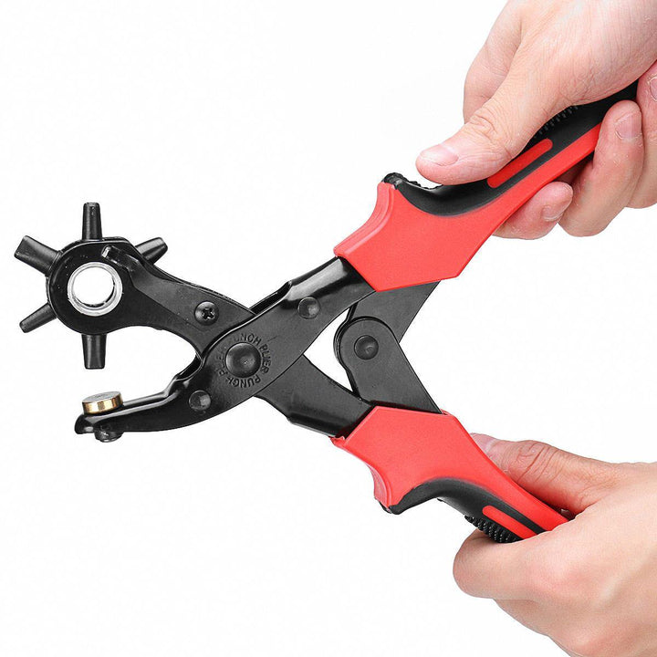 10 Inch Leather Revoling Hole Punch Heavy Duty 6 Size Pliers Punch Belt Holes Tool