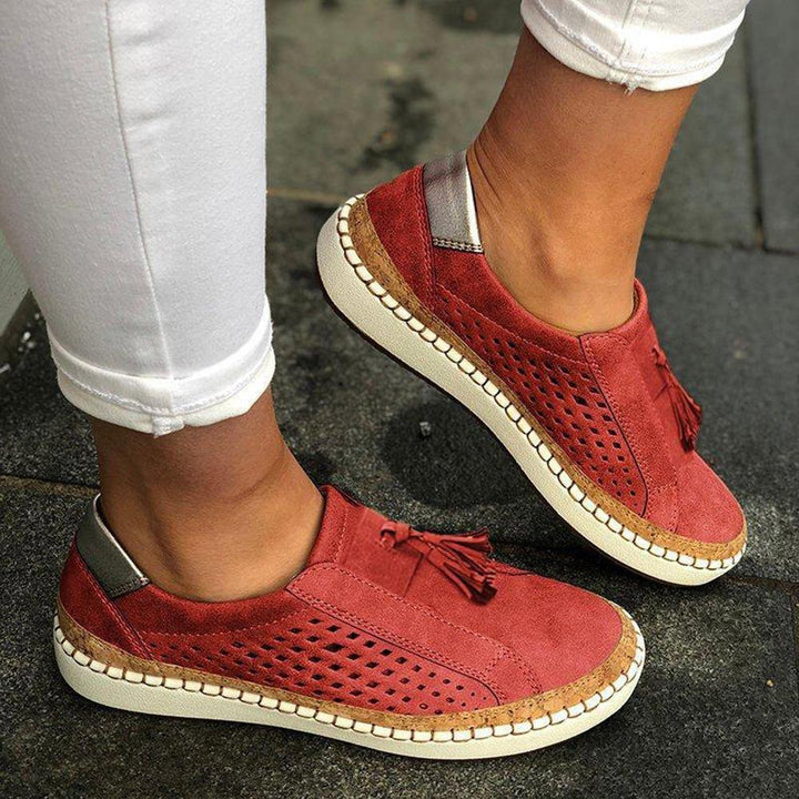 Large Size Women Casual Hollow Out Fringe Loafers - MRSLM