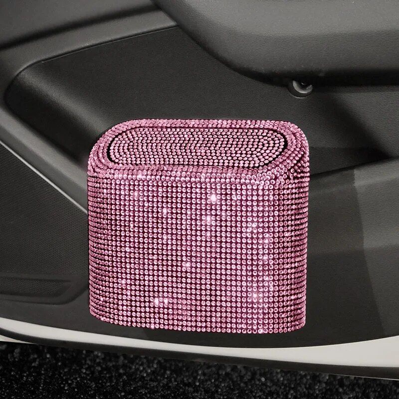 Bling Car Trash Can with Rhinestone Accents