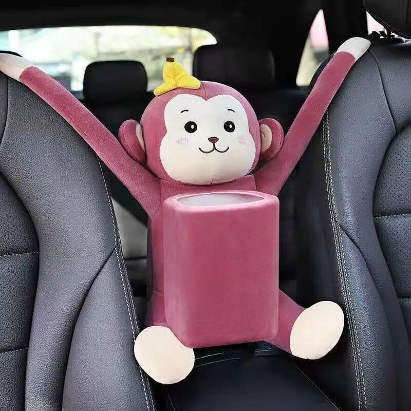 Cute Square Car Trash Bin - No-Lid Hanging Storage for Car Interiors