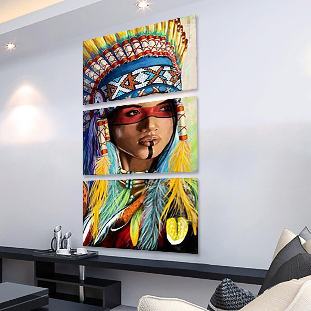 3Pcs Canvas Print Paintings Indian Girl Oil Painting Wall Decorative Printing Art Picture Frameless Home Office Decoration