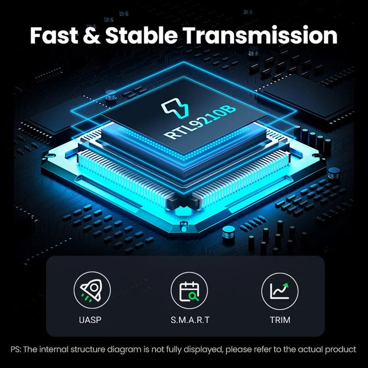 High-Speed M.2 SSD Enclosure Adapter | 10Gbps USB 3.2 Gen2 | Dual Protocol NVMe & SATA